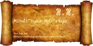 Mihályka Márkus névjegykártya